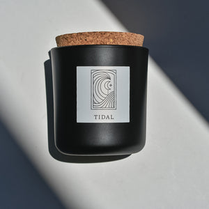 Tidal Tumbler Candle in Black Glass + Cork