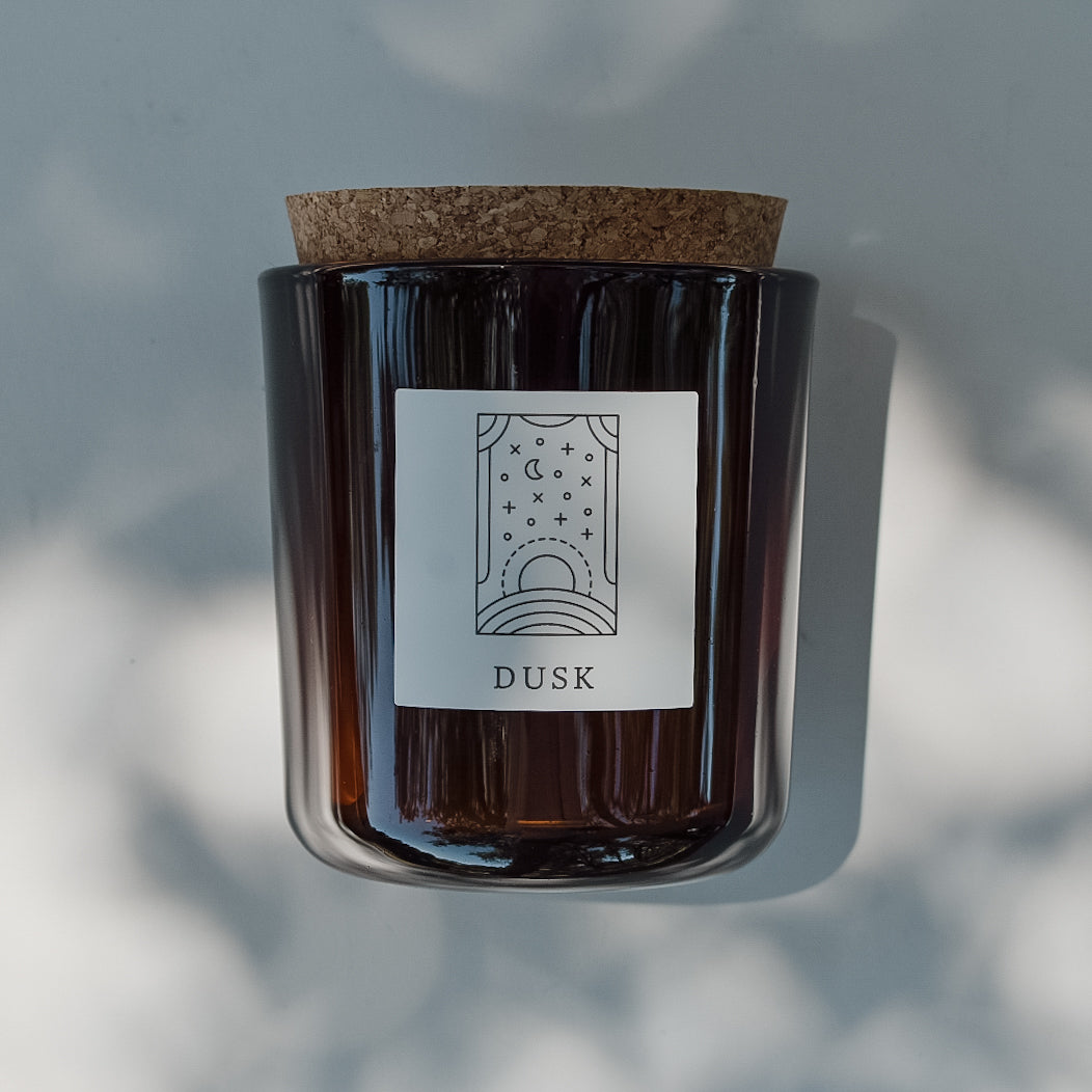 Dusk Tumbler Candle in Amber Glass + Cork