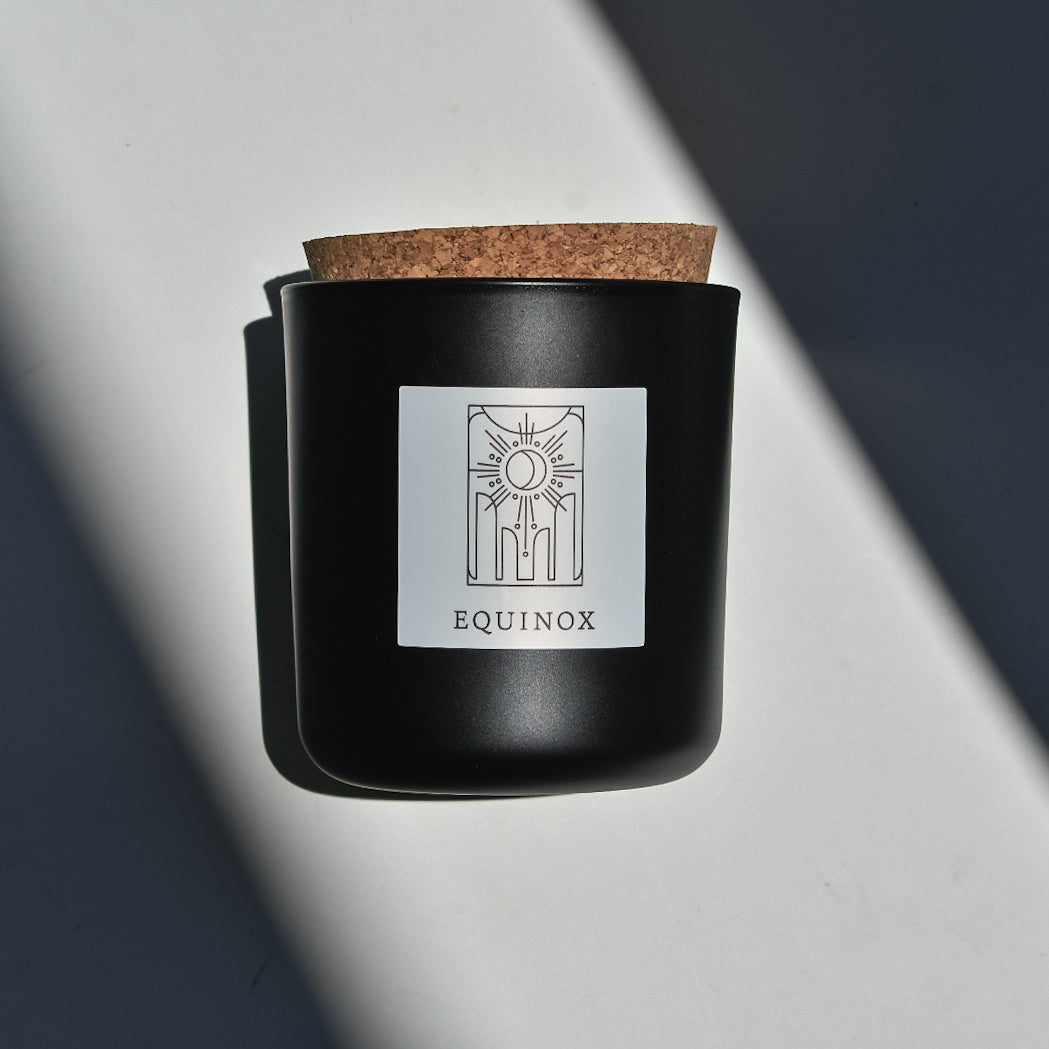 Equinox Tumbler Candle in Black Glass + Cork