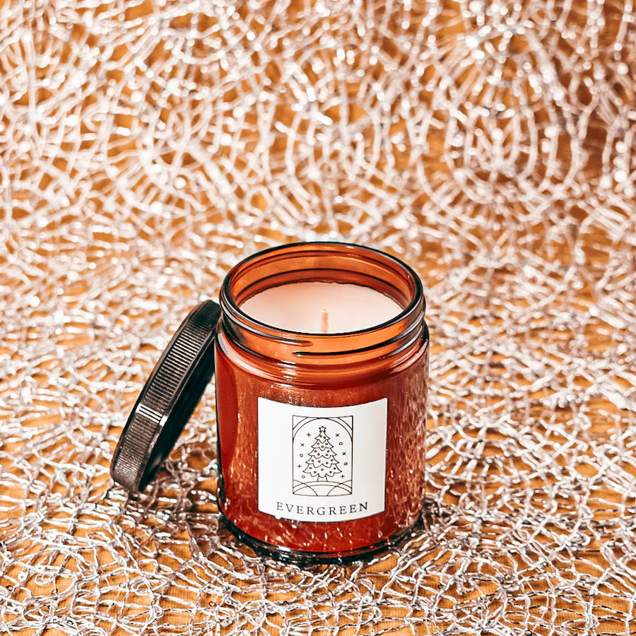 Evergreen 6.8oz Large Fine Fragrance Amber Jar Candle