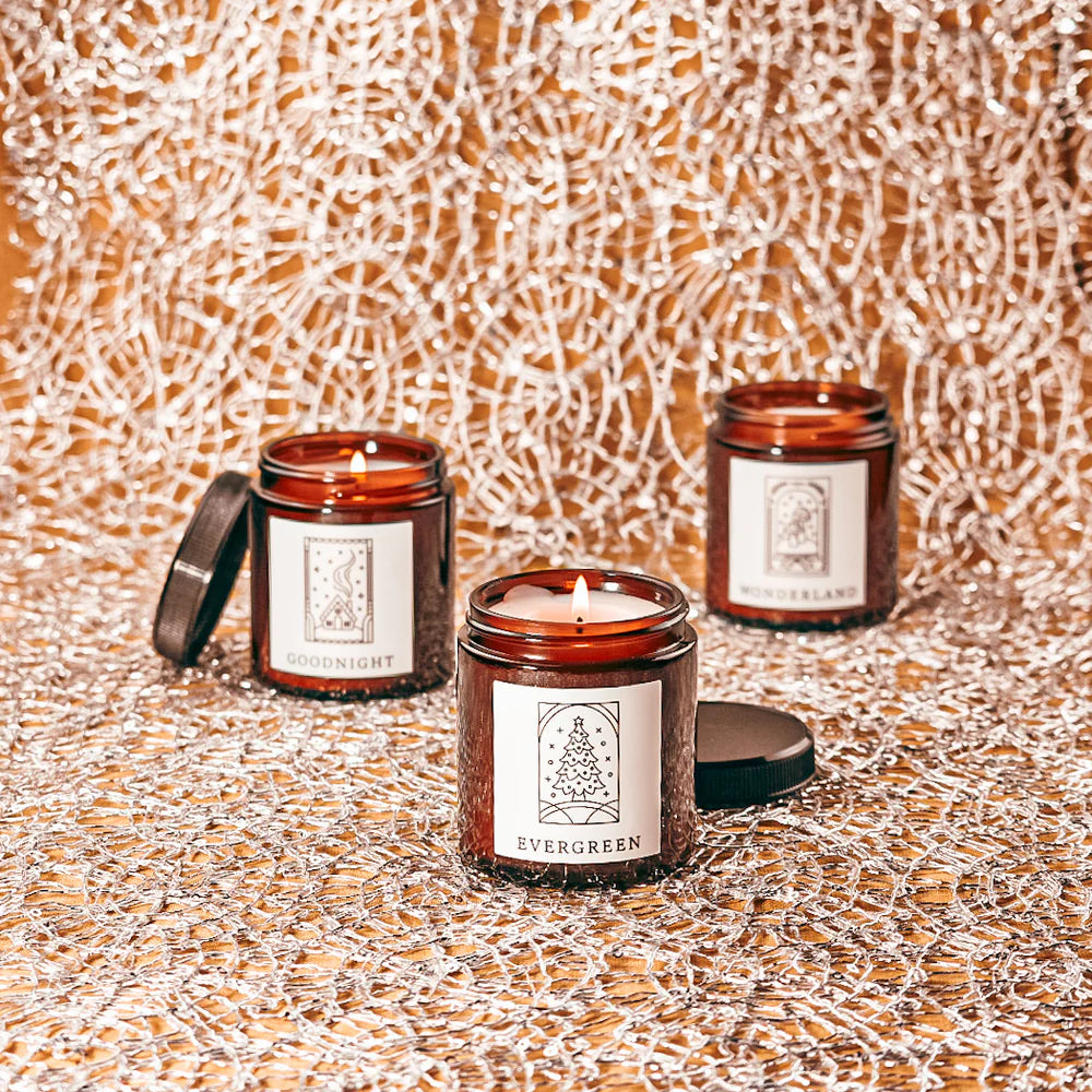 Evergreen 3.4oz Small Fine Fragrance Amber Jar Candle