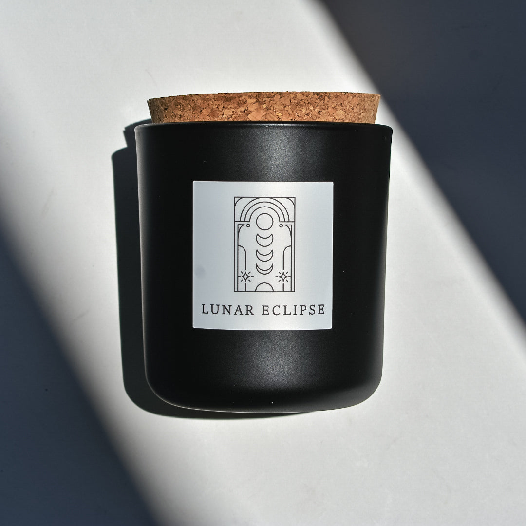 Lunar Eclipse Tumbler Candle in Black Glass + Cork