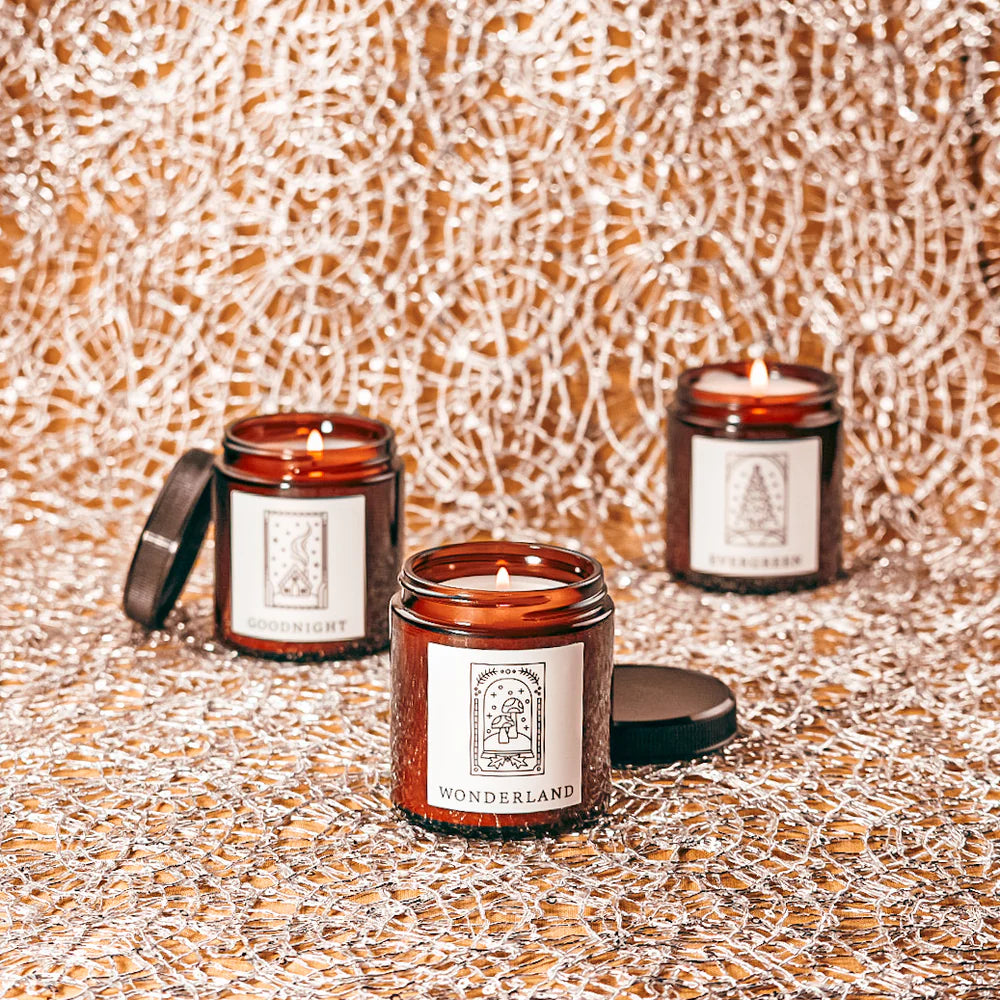 Wonderland 3.4oz Small Fine Fragrance Amber Jar Candle