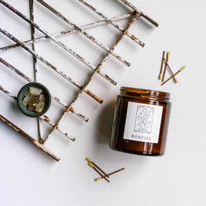 Bonfire 3.4oz Small Fine Fragrance Amber Jar Candle